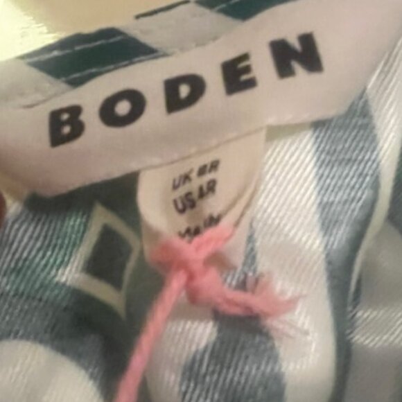 Boden Short Sleeve Column Midi Dress - Bright Emerald, Azure Geo Size US 4R - Picture 4 of 6